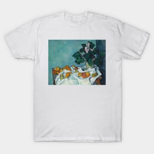 Still Life with Apples and a Pot of Primroses by Paul Cezanne T-Shirt